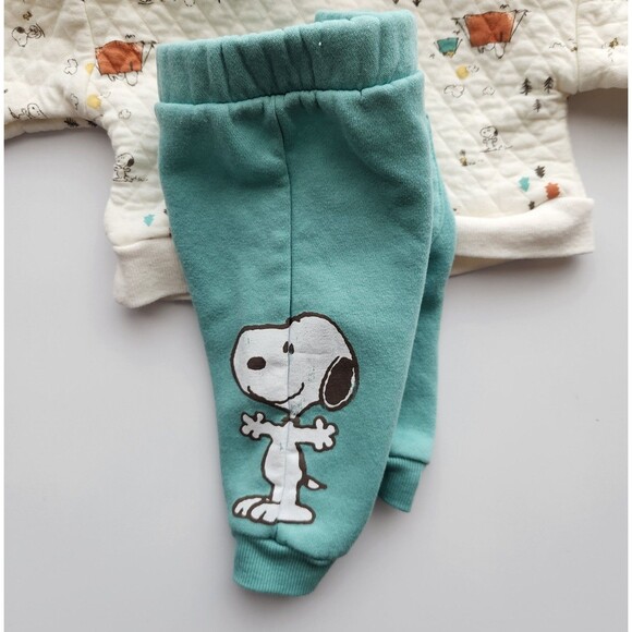 Peanuts 0-3mo Hoodie with Ears & Sweatpants Set, Snoopy & Woodstock, Camping - Picture 9 of 9